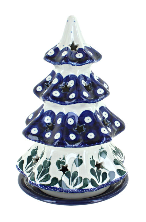 Blue Rose Polish Pottery Alyce Large Christmas Tree Luminary