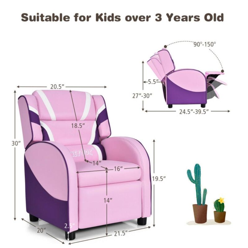 Hivvago Kids Leather Recliner Chair with Side Pockets