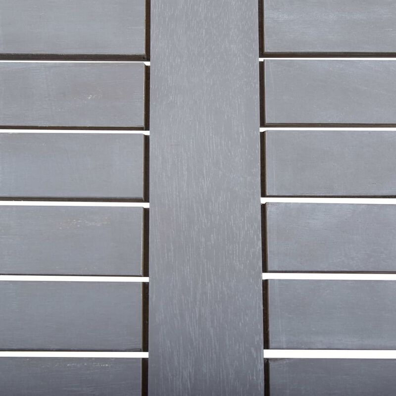 Outdoor Side End Table, 32 Inch Square Slatted Top, Sanded Gray Finish - Benzara