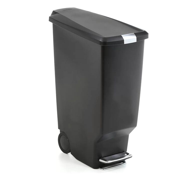 Space-Saving 10-Gallon Trash Can – Narrow Design with Easy Step-On Lid for Kitchen or Office