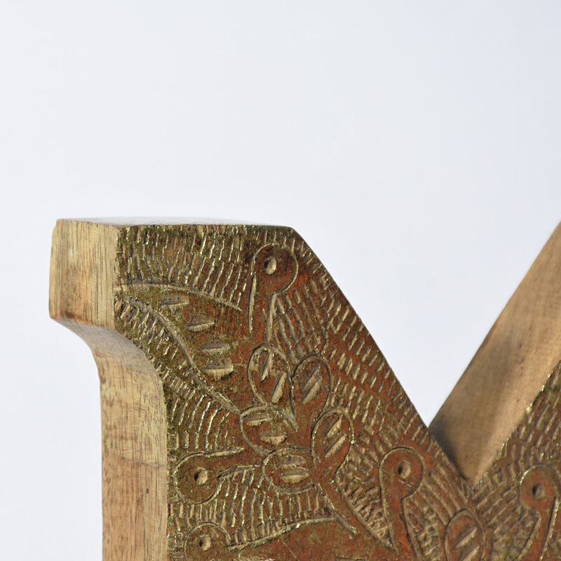 Vintage Natural Gold Handmade Eco-Friendly "M" Alphabet Letter Block For Wall Mount & Table Top Décor