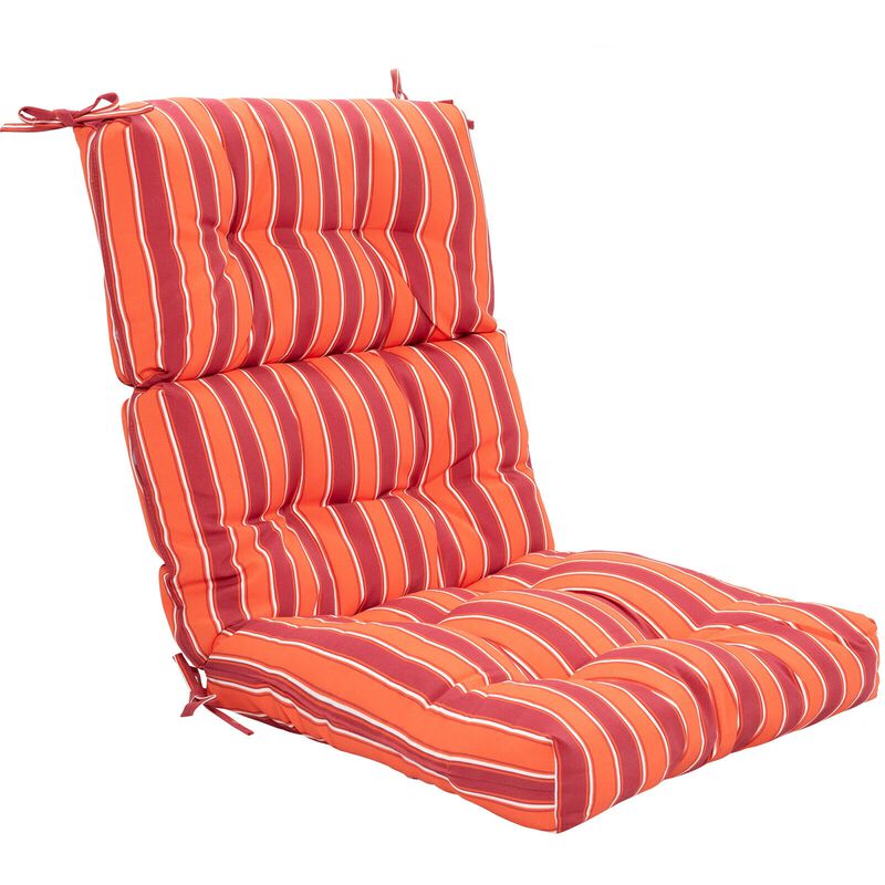 Tufted Patio High Back Chair Cushion with Non-Slip String Ties