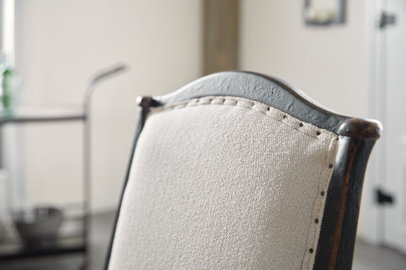 Ciao Bella Upholstered Back Arm Chair- Black In Beige