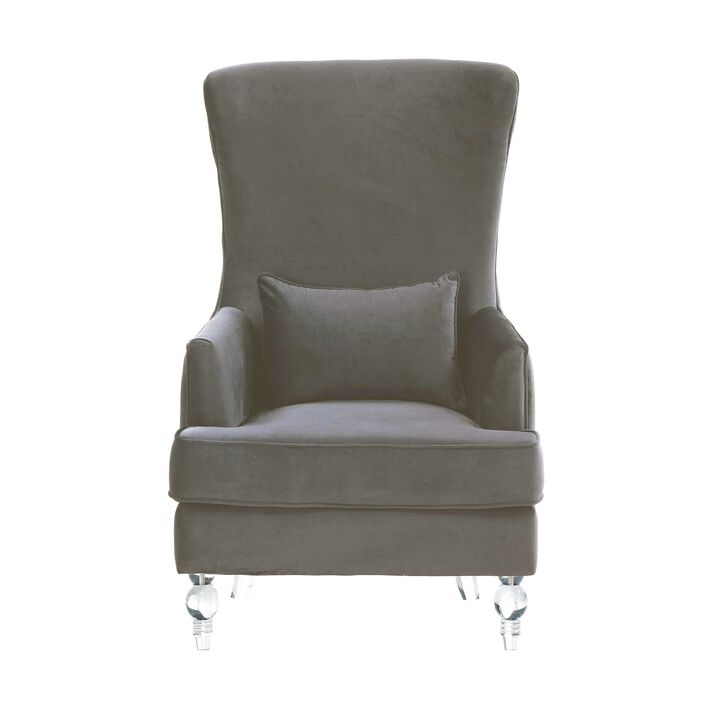 Aubree Cognac Velvet Chair with Acrylic Legs