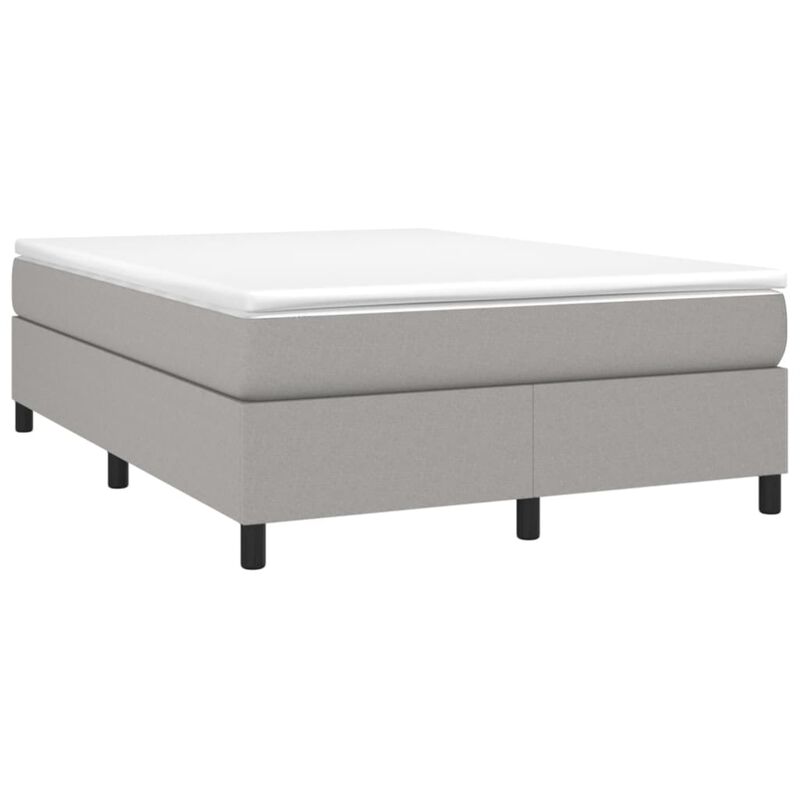 vidaXL Box Spring Bed Frame - Full Size, 100% Polyester Fabric, Light Gray, Modern, Designed for 53.9"x74.8" Mattress, Plywood and Engineered Wood Material