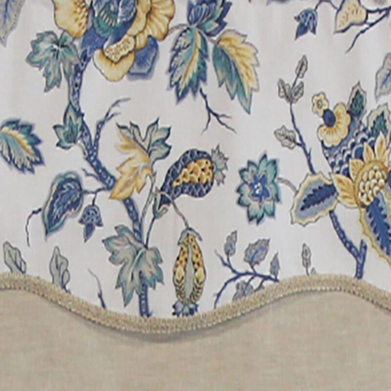 RLF Home Gianna Glory Valance Spa. 3" Rod Pocket, Layered, Trimmed. 50"W X 16"L