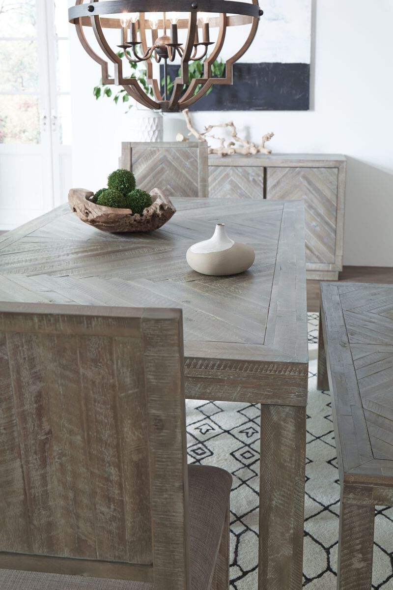 Herringbone Solid Wood Rectangular Dining Table