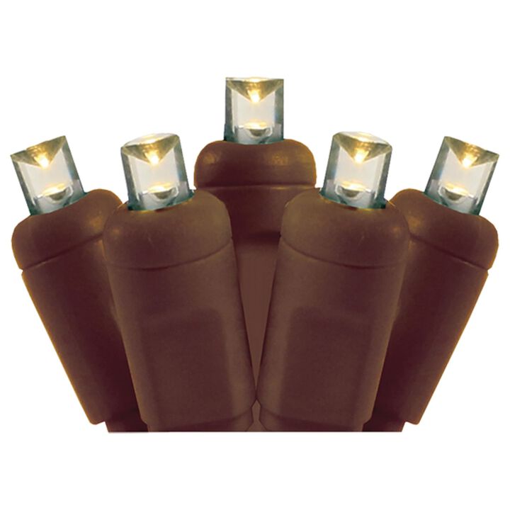 70 Warm White LED Wide Angle Christmas String Lights - 35.17 ft Brown Wire