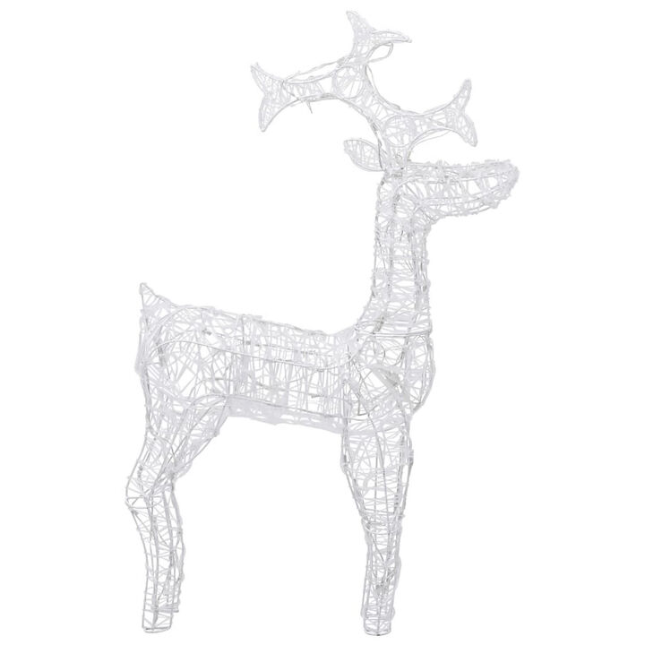 Outdoor Reindeer Christmas Decoration, 90 Cool White LEDs, Acrylic - Benzara