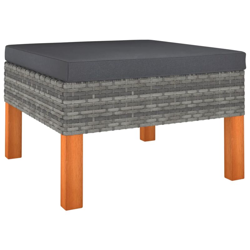 vidaXL 9 Piece Garden Lounge Set with Cushions Poly Rattan Gray