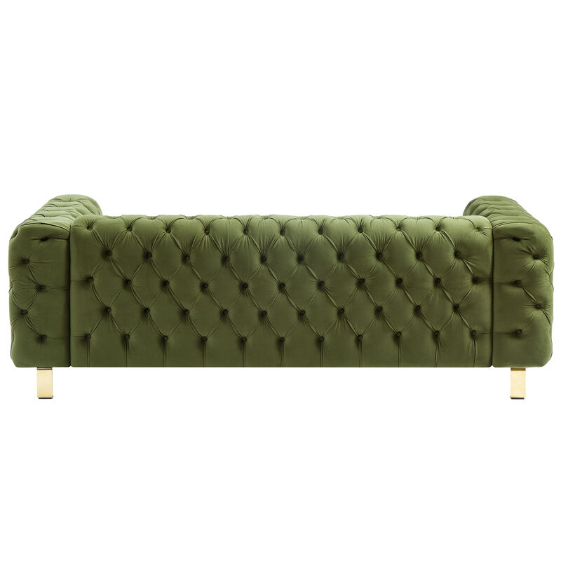 Merax 3-seat Velvet Sofa with Tufted Back and Arm