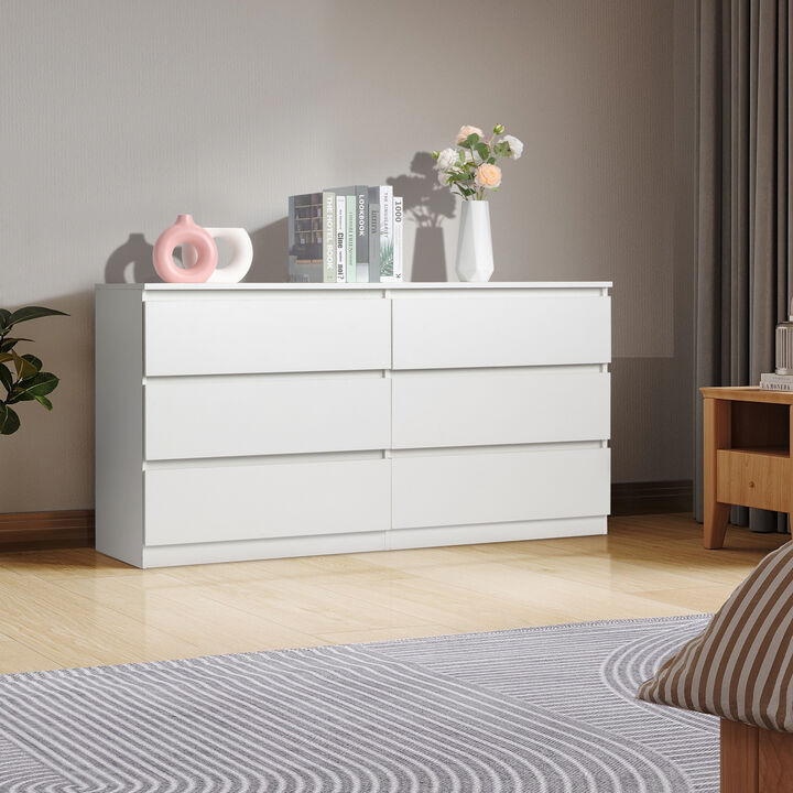 6-Drawer Double Dresser, Wide Storage Cabinet for Bedroom & Living Room