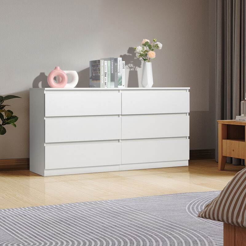 6-Drawer Double Dresser, Wide Storage Cabinet for Bedroom & Living Room