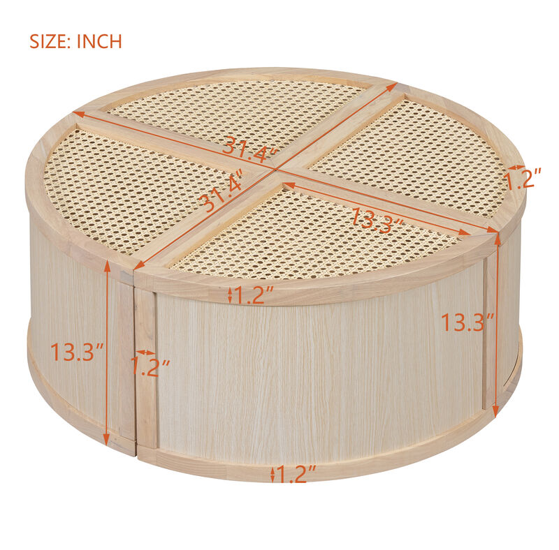 Merax Modular Rattan Wood Coffee Table