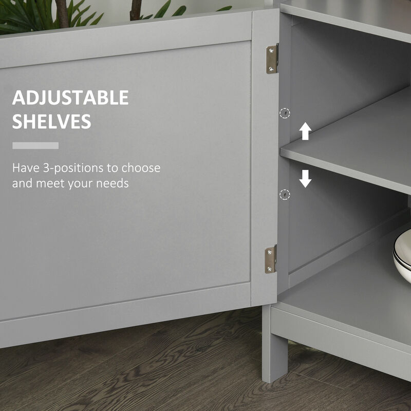 HOMCOM Sideboard Buffet Cabinet, Modern Kitchen Cabinet, Coffee Bar Cabinet with 2-Level Shelf and Open Compartment, Grey