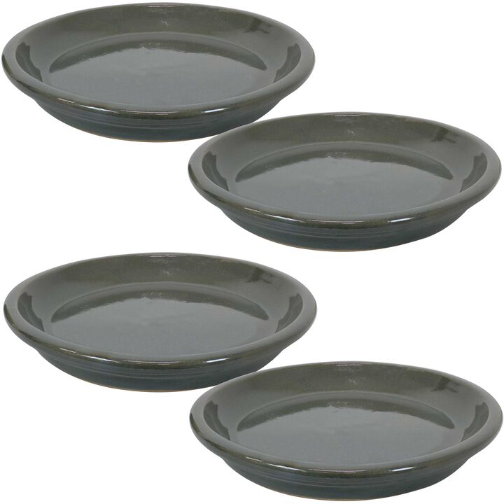 Sunnydaze Glazed Ceramic Flower Pot/Plant Saucer - Set of 4