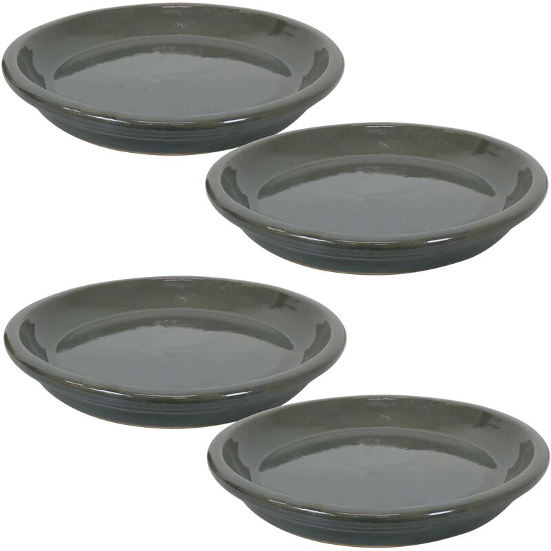 Sunnydaze Glazed Ceramic Flower Pot/Plant Saucer - Set of 4