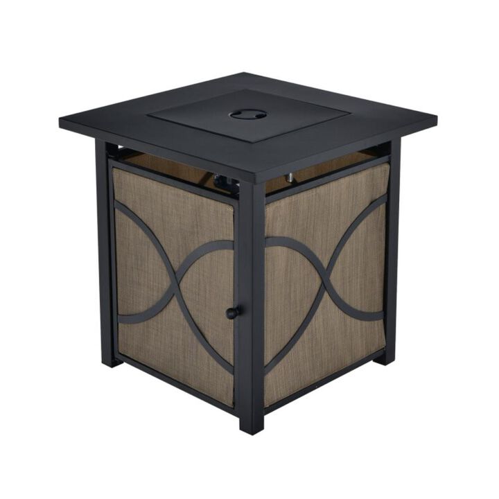 Hivvago 25 Inch 40000 BTU Propane Fire Pit Table with Lid and Fire Glass