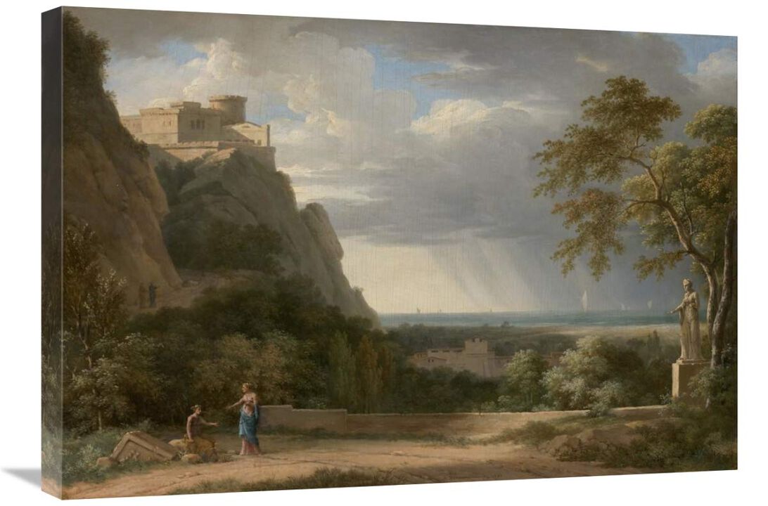 Classical Landscape with Figures and Sculpture-Canvas Art-30x21
