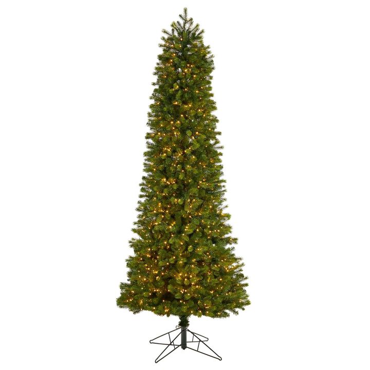 Nearly Natural 8.5-ft Slim Colorado Mountain Spruce Artificial Christmas Tree with 900 (Multifunction with Remote Control) Warm White Micro LED Lights with Instant Connect Technology and 1664 Bendable Branches