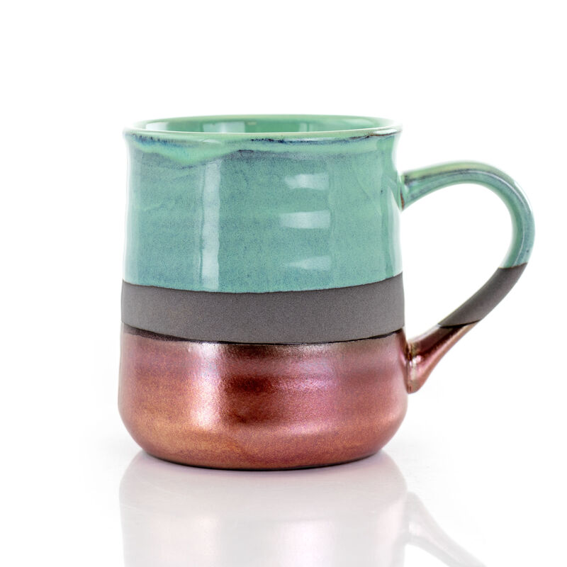 Gibson Home Copper Tonal 4 Piece 18 Ounce Round Stoneware Mug Set in Assorted Colors