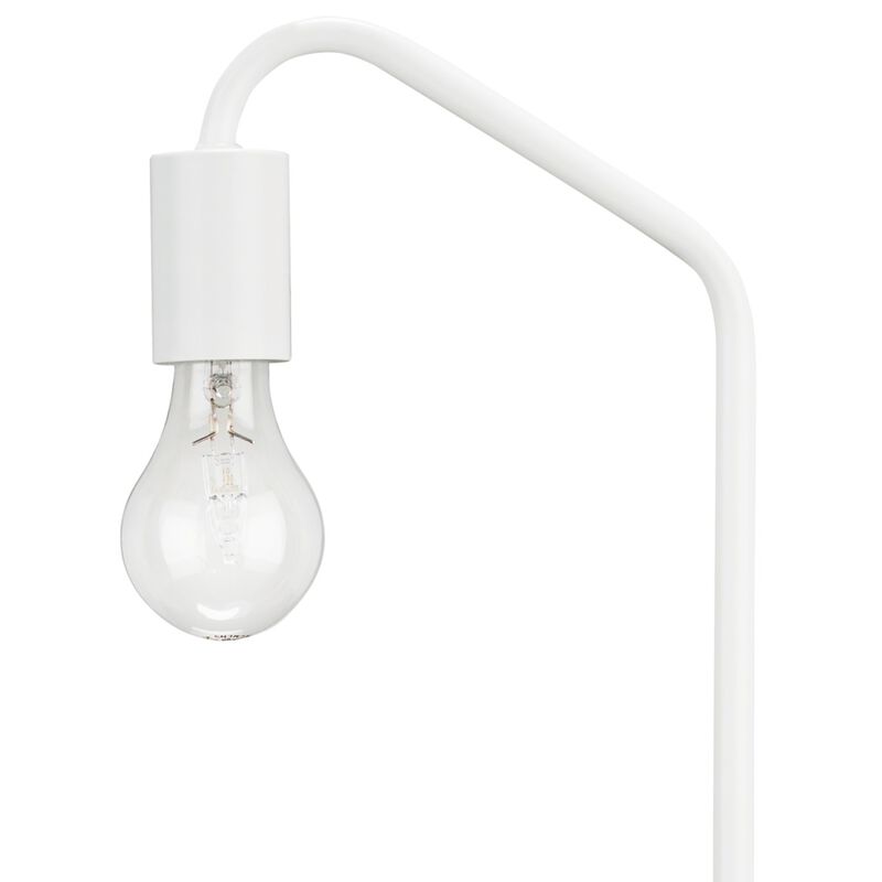 Colin 21 Inch Desk Lamp, White Metal Frame, Round Base, USB Charging Port - Benzara