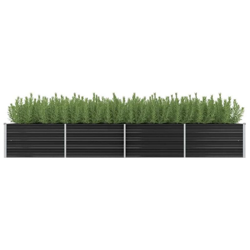 Raised Garden Flower Bed, 32x126, Rectangular Black Galvanized Steel - Benzara