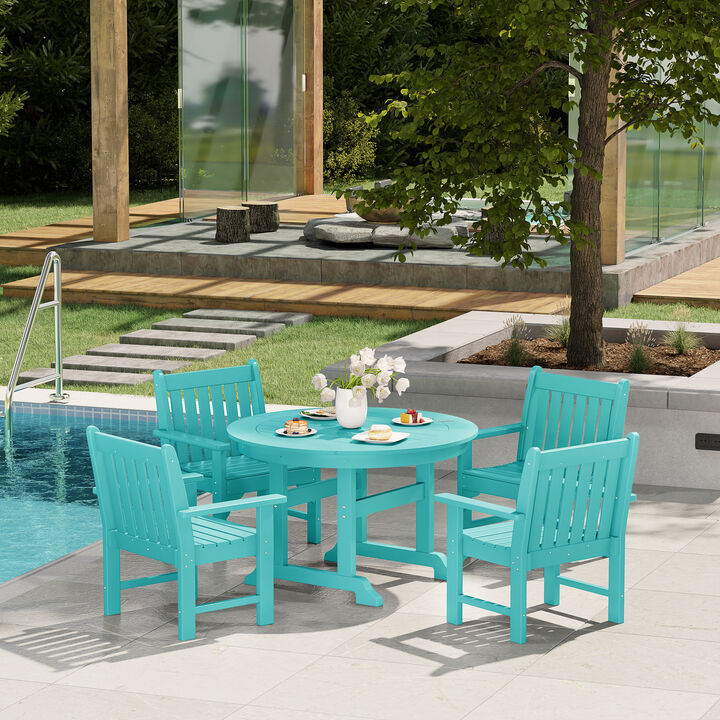 WestinTrends 5-Piece HDPE Outdoor Patio Chair and Round Table Dining Set