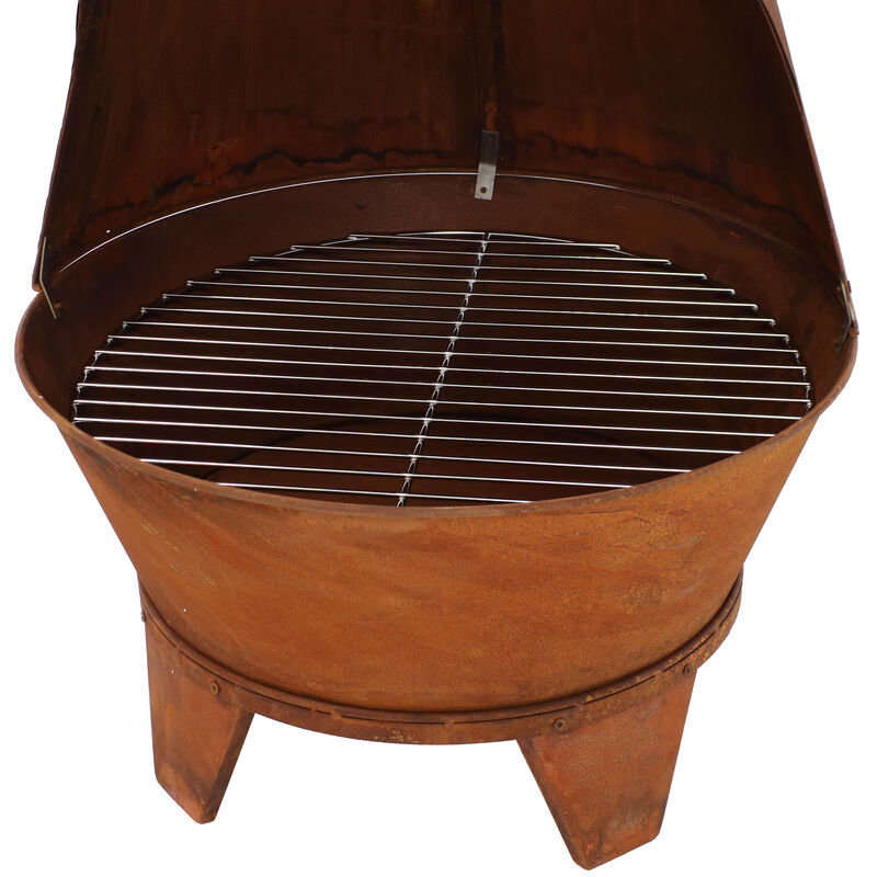 Sunnydaze 6 ft Steel Wood Burning Outdoor Chiminea Fire Pit with Wood Grate