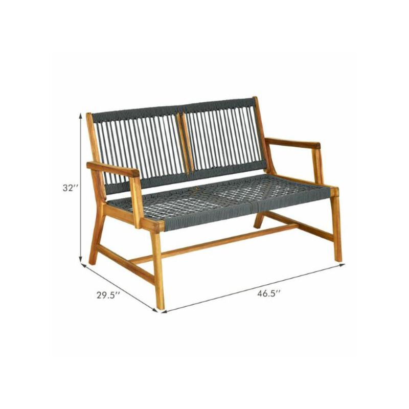 Hivvago 2-Person Acacia Wood Yard Bench for Balcony and Patio