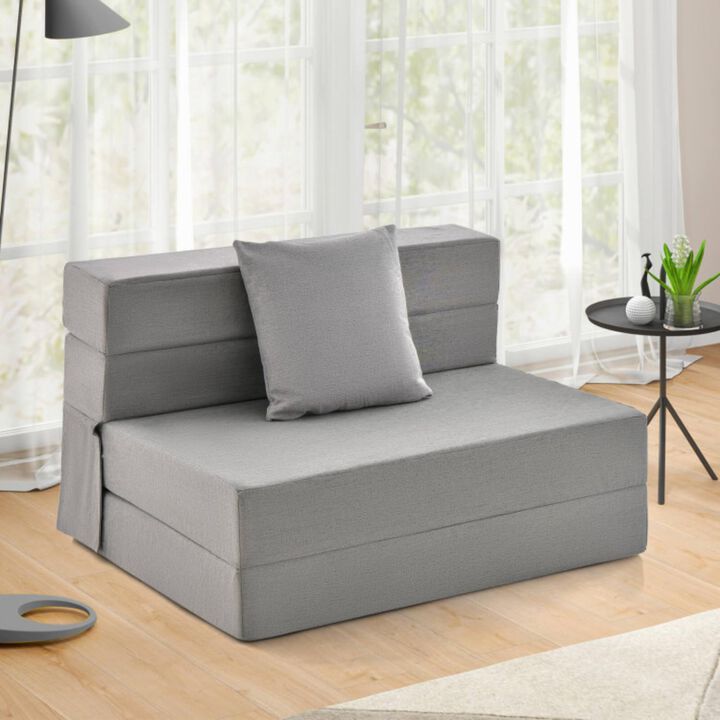Hivvago 6 Inch Tri-fold Sofa Bed Folding Mattress with Pillow