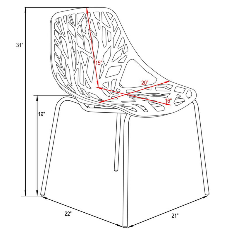 LeisureMod Modern Asbury Dining Chair w/ Chromed Legs