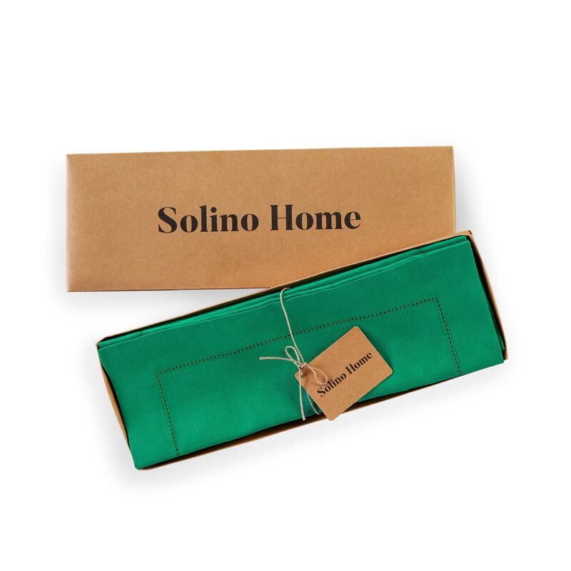 Solino Home 100% Pure Linen Placemats Set of 4 - 14 x 19 Inch | Classic Hemstitch