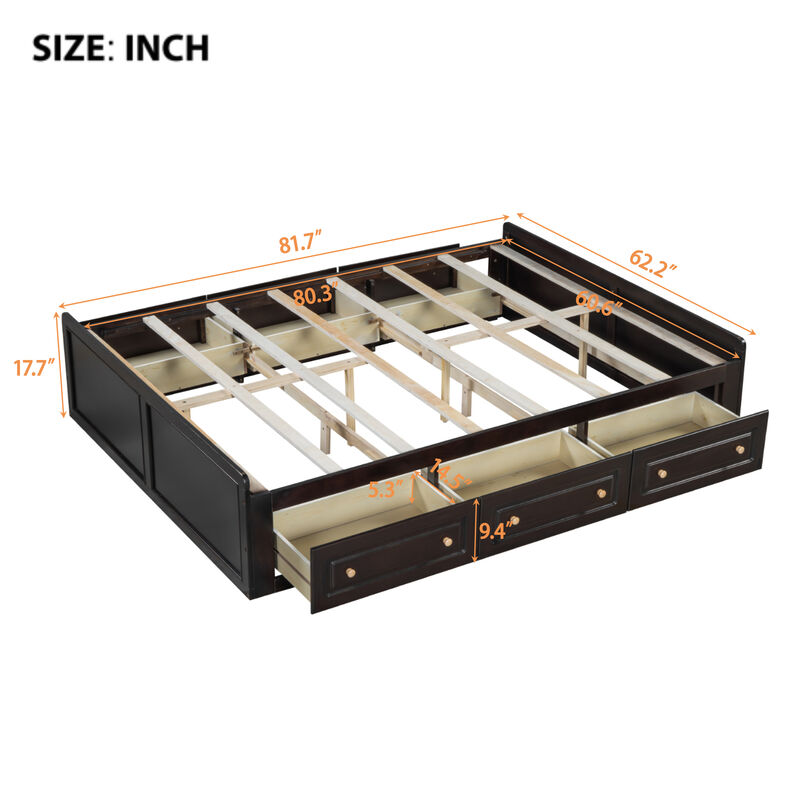 Merax Platform Bed Frame with 6 Drawers