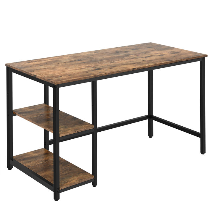 Computer Desk Office Study Table Workstation Home with Adjustable Shelf Rustic Brown