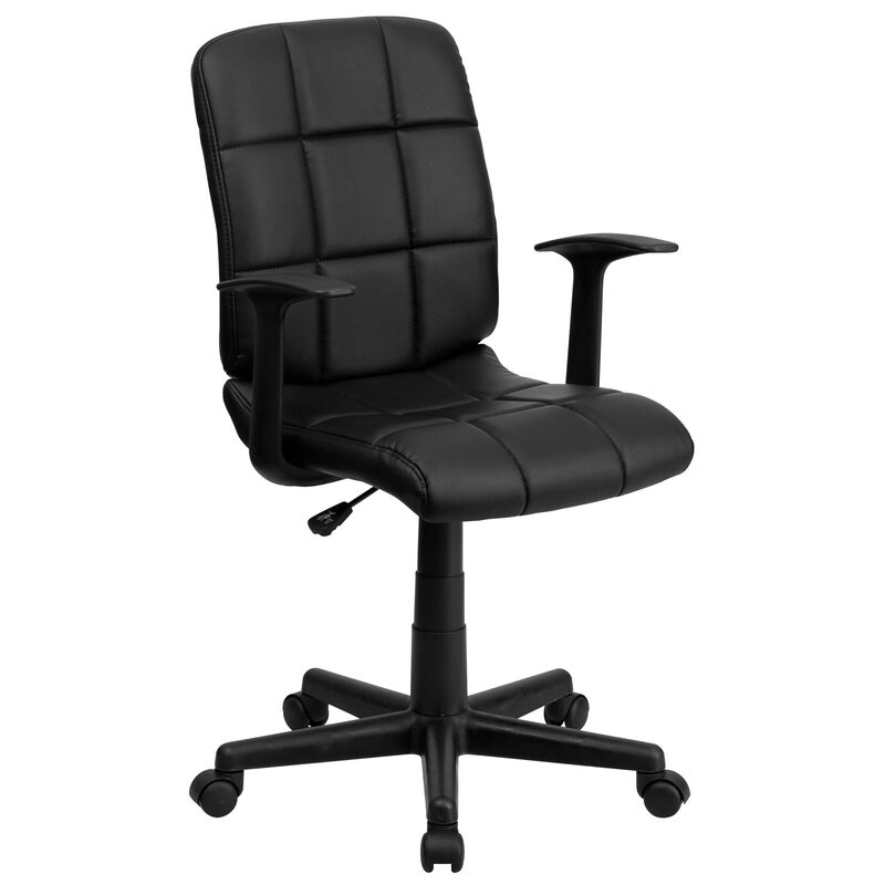 Clayton Mid-Back Quilted Vinyl Swivel Task Office Chair with Arms