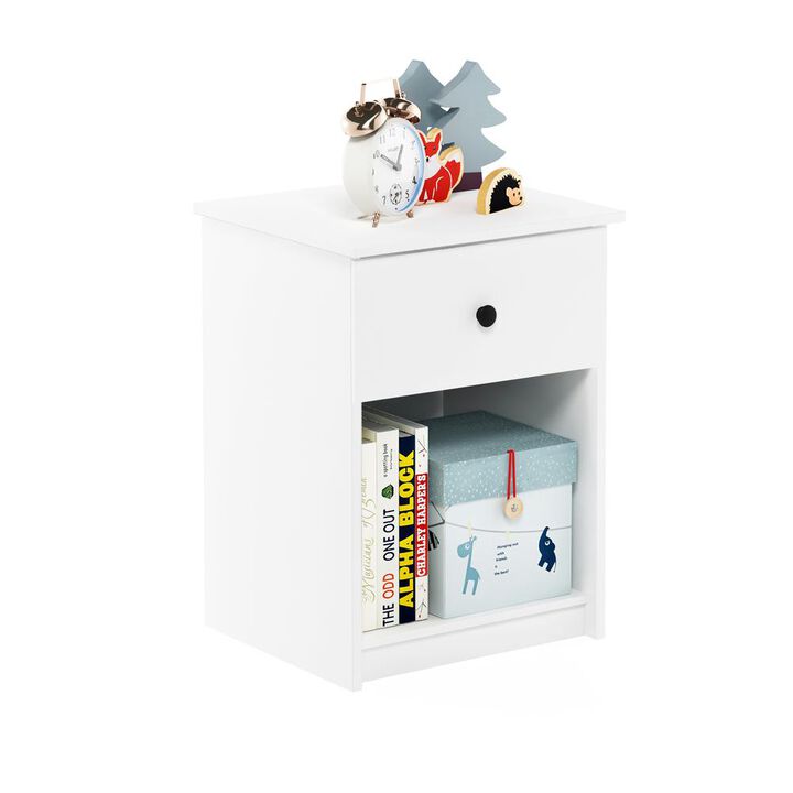 Furinno Lucca Nightstand with One Drawer, White