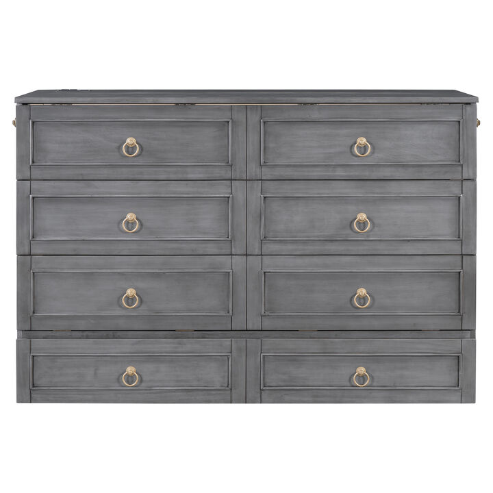 Merax Wooden Murphy Bed with Large Drawers