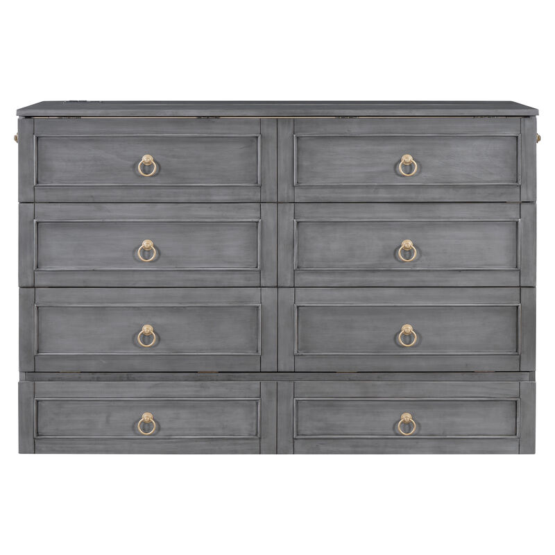 Merax Wooden Murphy Bed with Large Drawers