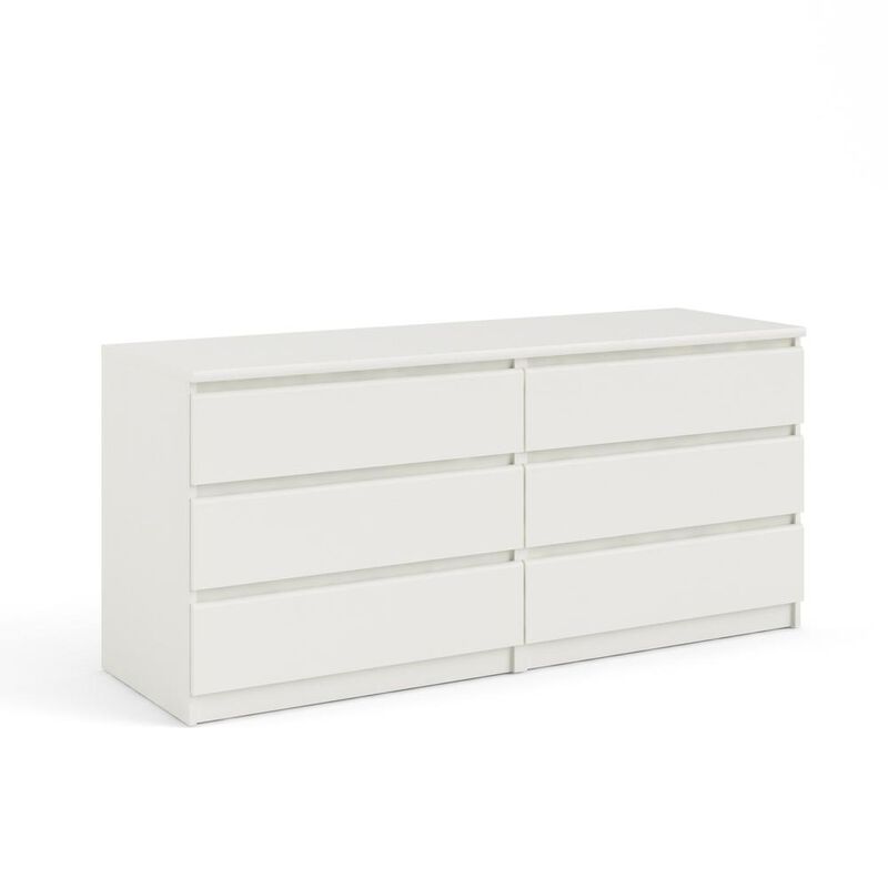 Tvilum Scottsdale 6 Drawer Double Dresser, White Wood Grain