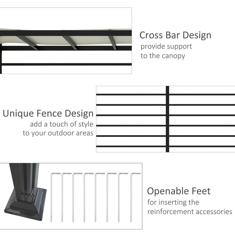 Beige Backyard Shade: 12x10 ft Outdoor Pergola with Retractable Canopy