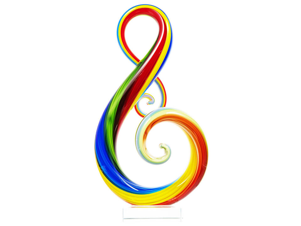 Hand Blown Treble Sommerso Art Glass Sculpture