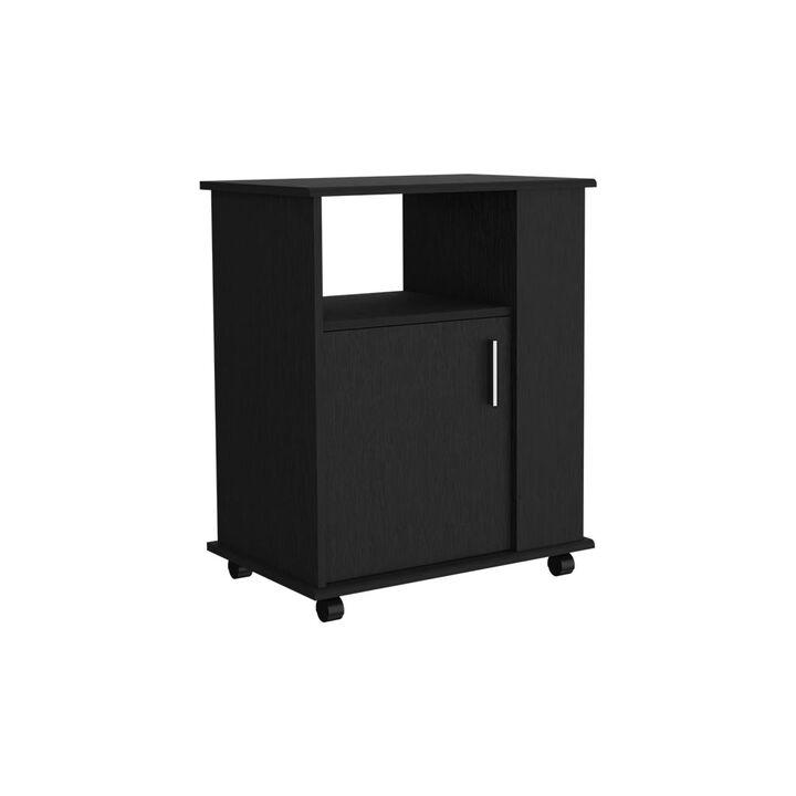 DEPOT E-SHOP Munich Lower Microwave Pantry Single Door Cabinet, Three Lateral Shelves, Two Interior Shelves