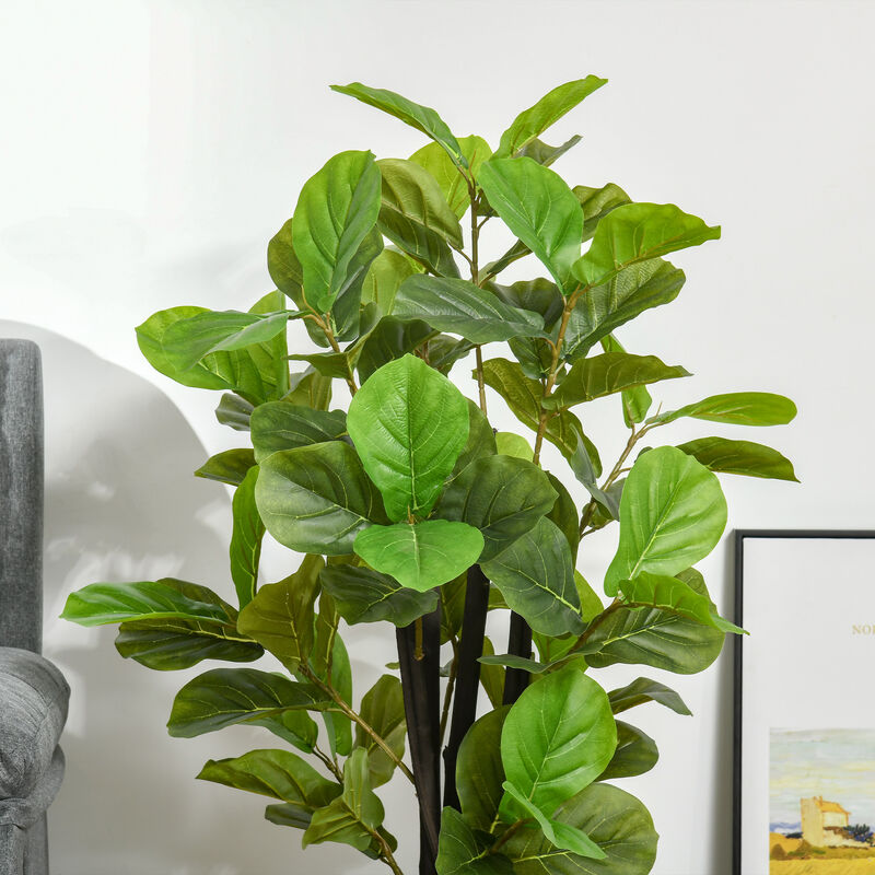 4.5' Artificial Fiddle Leaf Fig Potted Decorative Plant w/ 78 Realistic Leaves