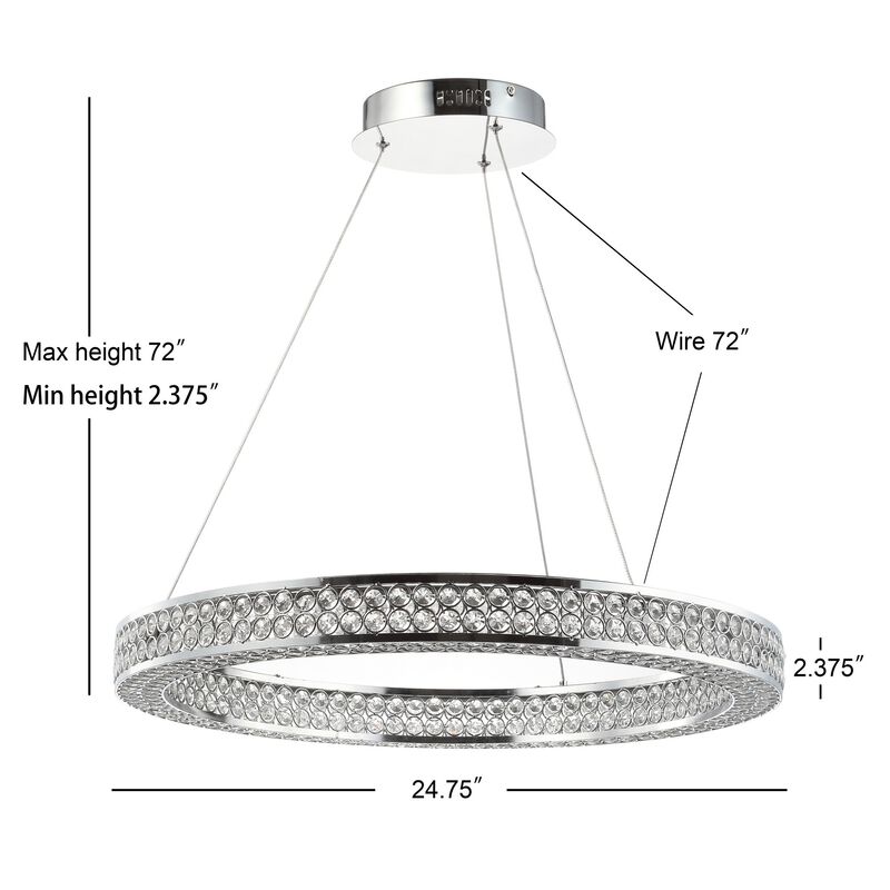 Benton 24.7" Round Integrated LED Crystal/Metal Pendant
