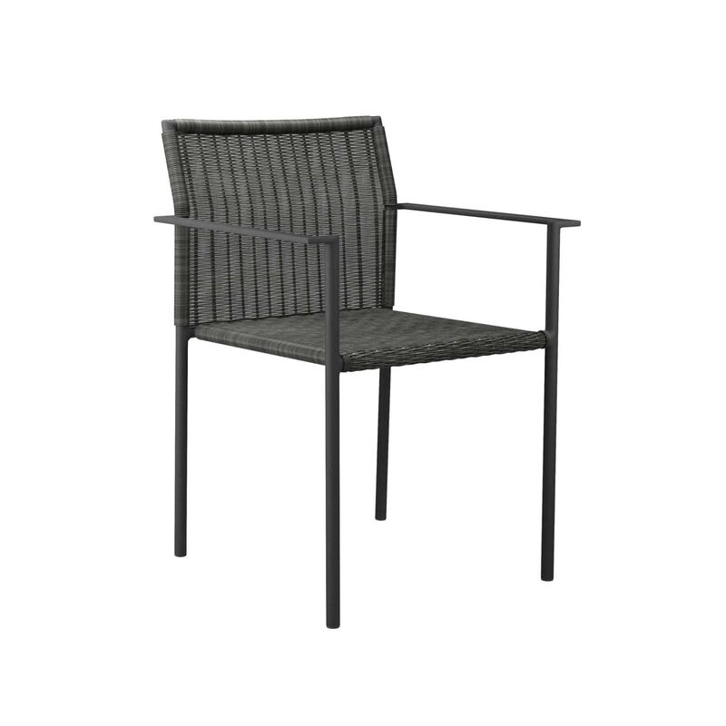 Modway Lagoon Wicker Rattan Outdoor Dining Armchairs in Charcoal (Set of 2)