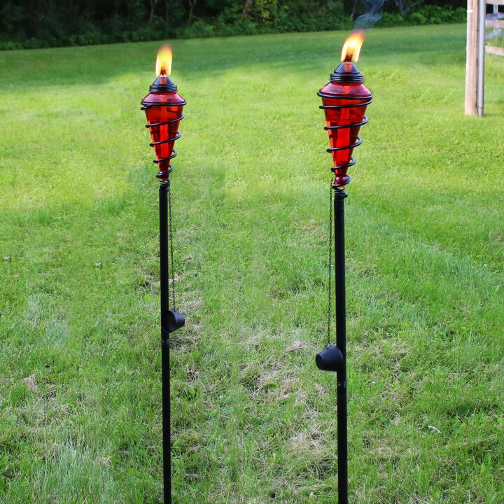 Sunnydaze Set of 2 2-in-1 Swirling Metal Glass Lawn Torches