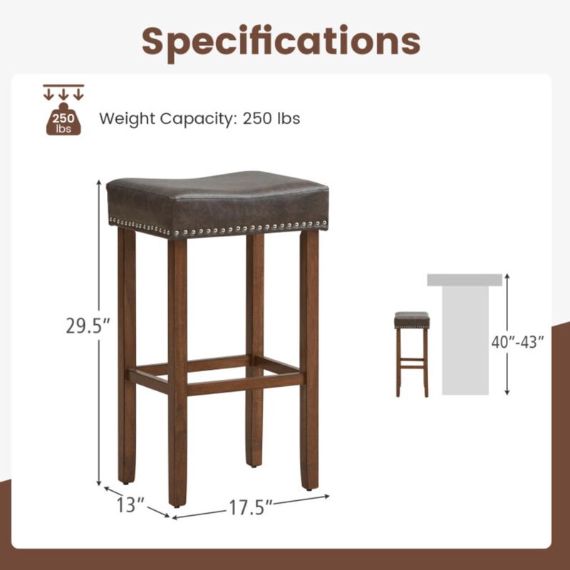 Hivvago Upholstered Bar Stools Set of 2 with Footrests for Counter