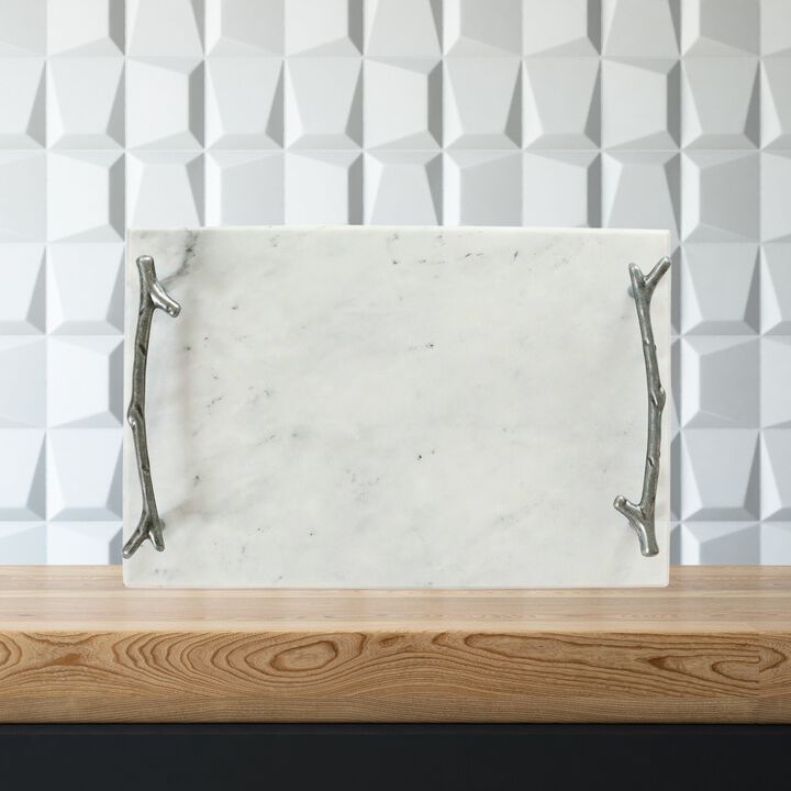 White Marble Board Silver Branch Handles