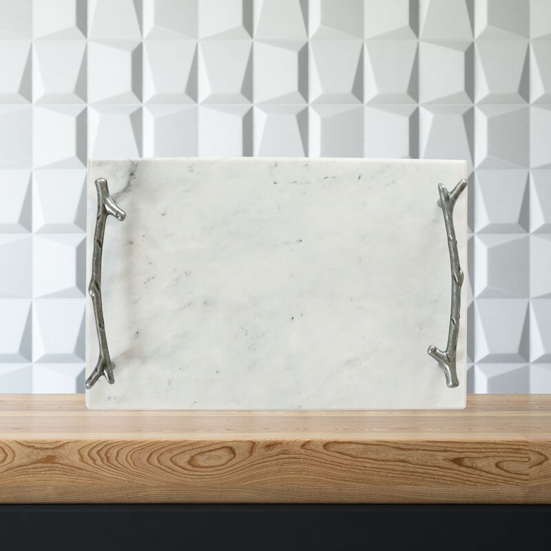 White Marble Board Silver Branch Handles